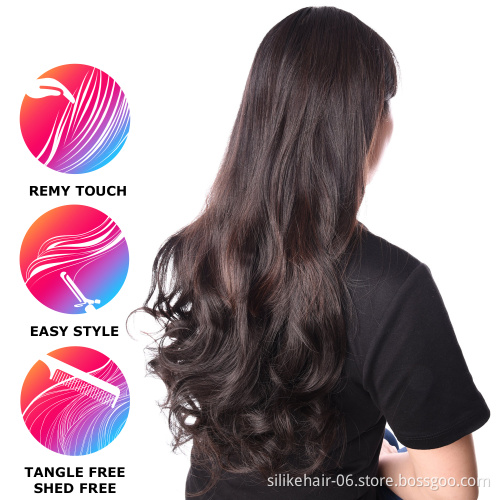 24 inch Fluffy Natural Blonde Brown Black Long Ocean Wavy One Piece Clip in Hair Extension Hairpiece Synthetic Hair Extensions